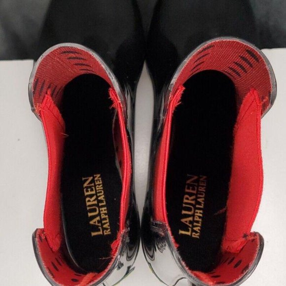 Lauren Ralph Lauren Tally Rain Boots Black Red Lady Bug Size 9 EUC - Picture 7 of 8